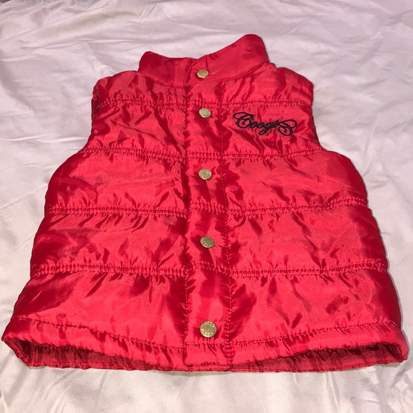 COOGI Red Puffer Gold Button Up Vest Jacket 3T - Picture 2 of 10